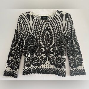 GOLDIE London Black Sequin Mesh Art Deco Top - Size M - Geometric Glam